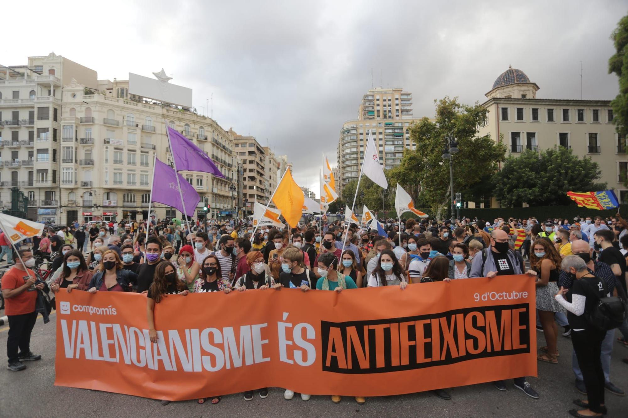 Así han sido las manifestaciones antifascistas del 9 d'Octubre en València