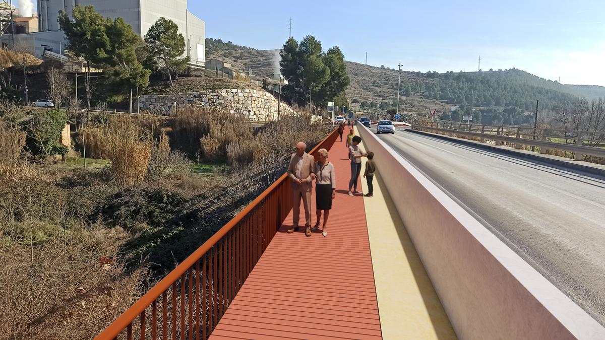 Imatge simulada de la nova passarel·la al pont del Tordell