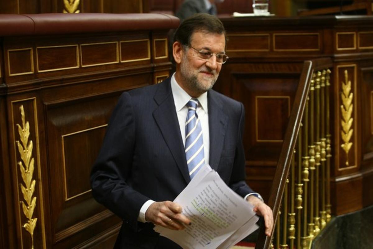 El líder del PP, Mariano Rajoy, durant la seva intervenció al Congrés, aquest dimecres.