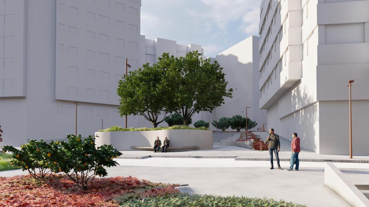 Render de la actuación en la plaza José María Hernansáez
