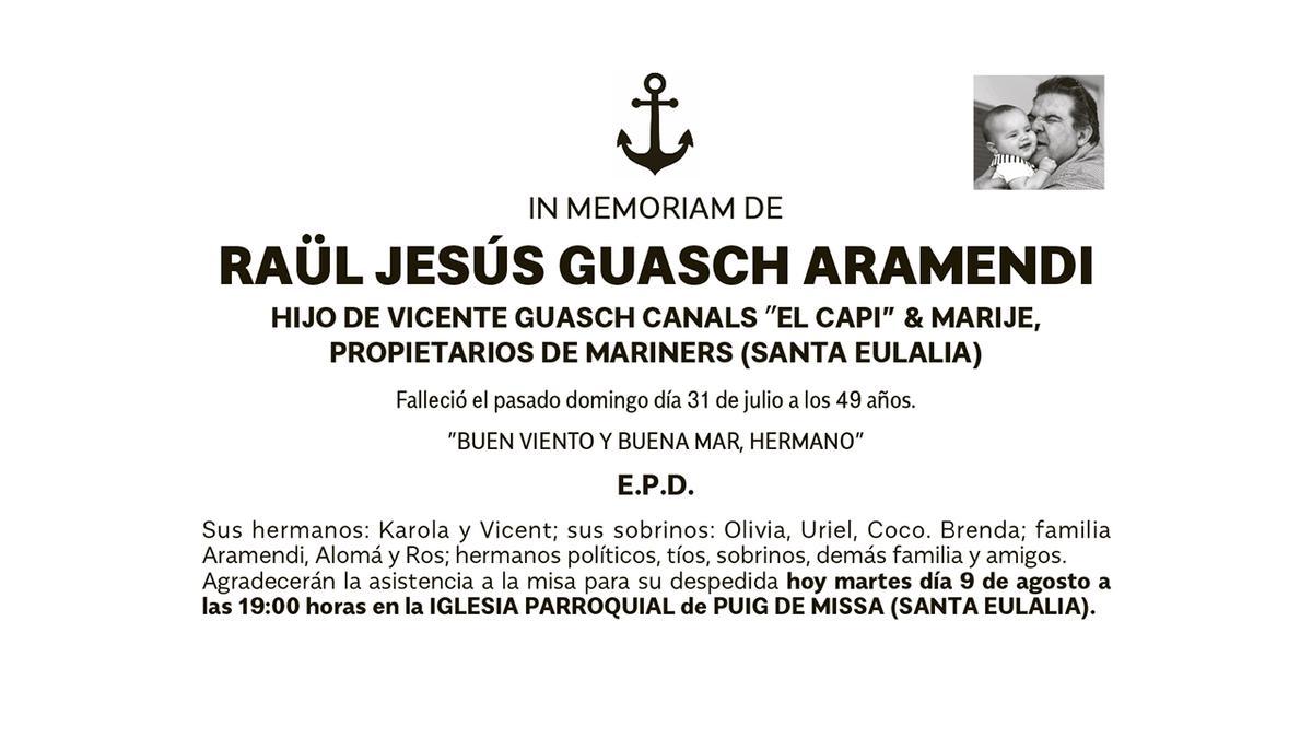 Esquela Raül Jesús Guasch Aramendi