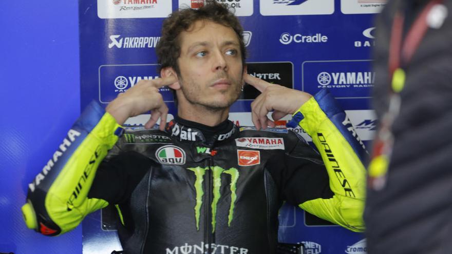 Valentino Rossi durante una rueda de prensa en Cheste.