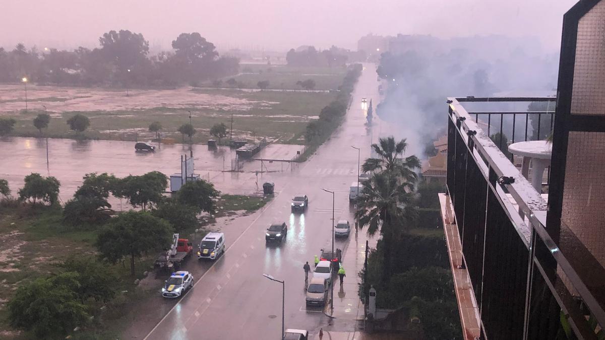 Un rayo ha provocado el incendio de una palmera en Burriana