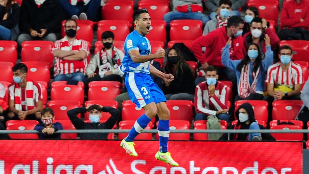 Falcao celebra su gol ante el Athletic