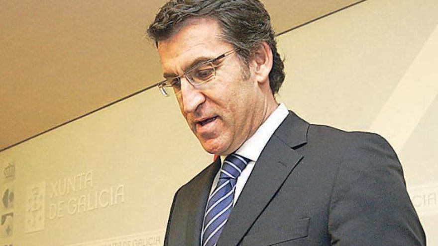 Alberto Núñez Feijóo, ayer, tras el Consello.  // Xoán Álvarez