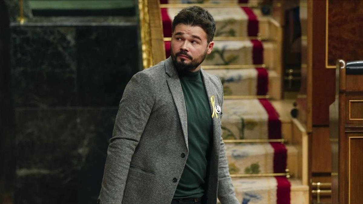 Gabriel Rufián, portavoz de ERC, este martes en el Congreso.