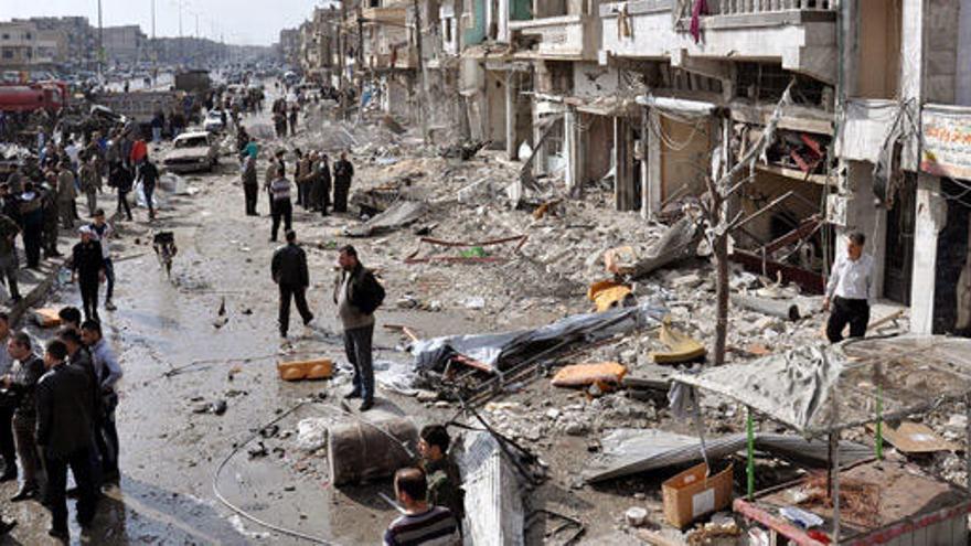 La ciudad de Homs devastada tras el bombardeo.