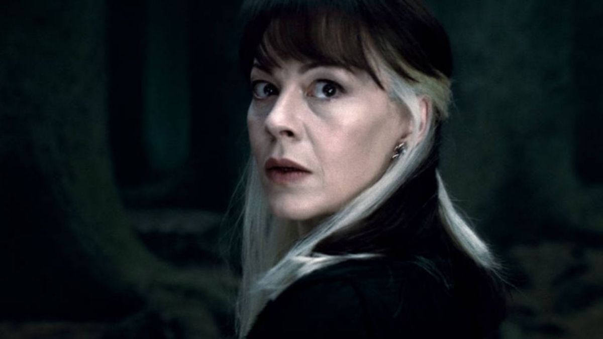 Helen McCrory interpretando a Narcissa Malfoy en la saga 'Harry Potter'