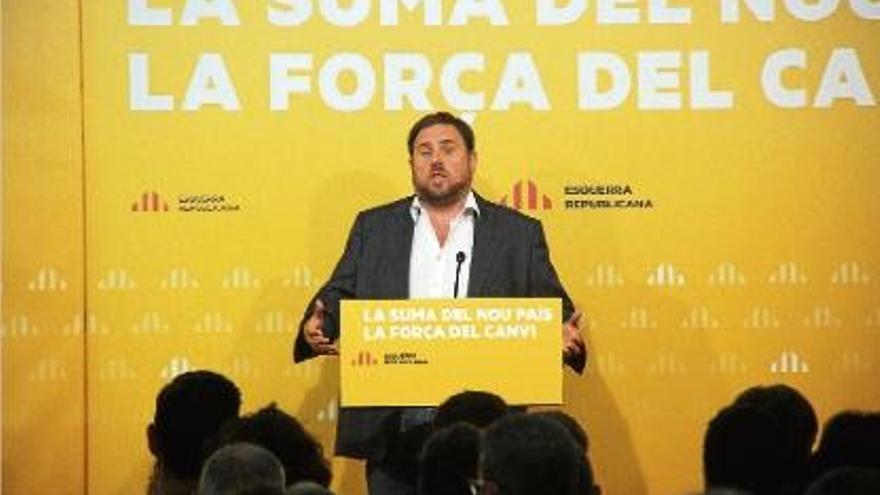 El president d&#039;ERC, Oriol Junqueras, durant la seva intervenció al Consell Nacional d&#039;ERC.