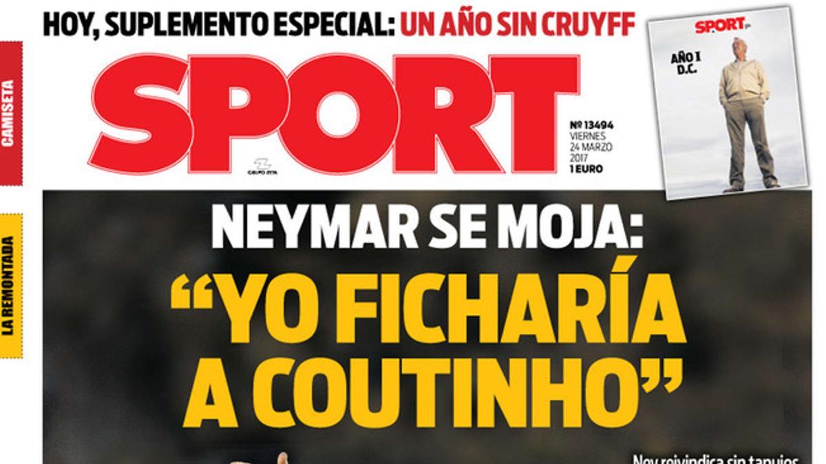 La portada de SPORT de hoy