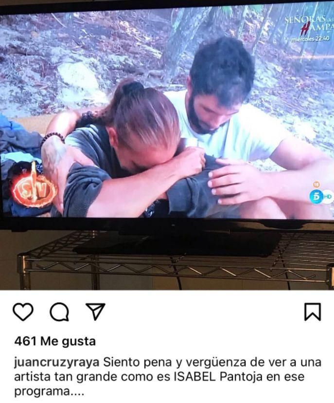 La publicación de Juan Muñoz hablando de Isabel Pantoja en 'Supervivientes'