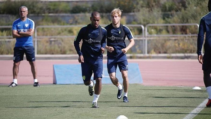 Keko, junto a Rolan en un entrenamiento de esta semana