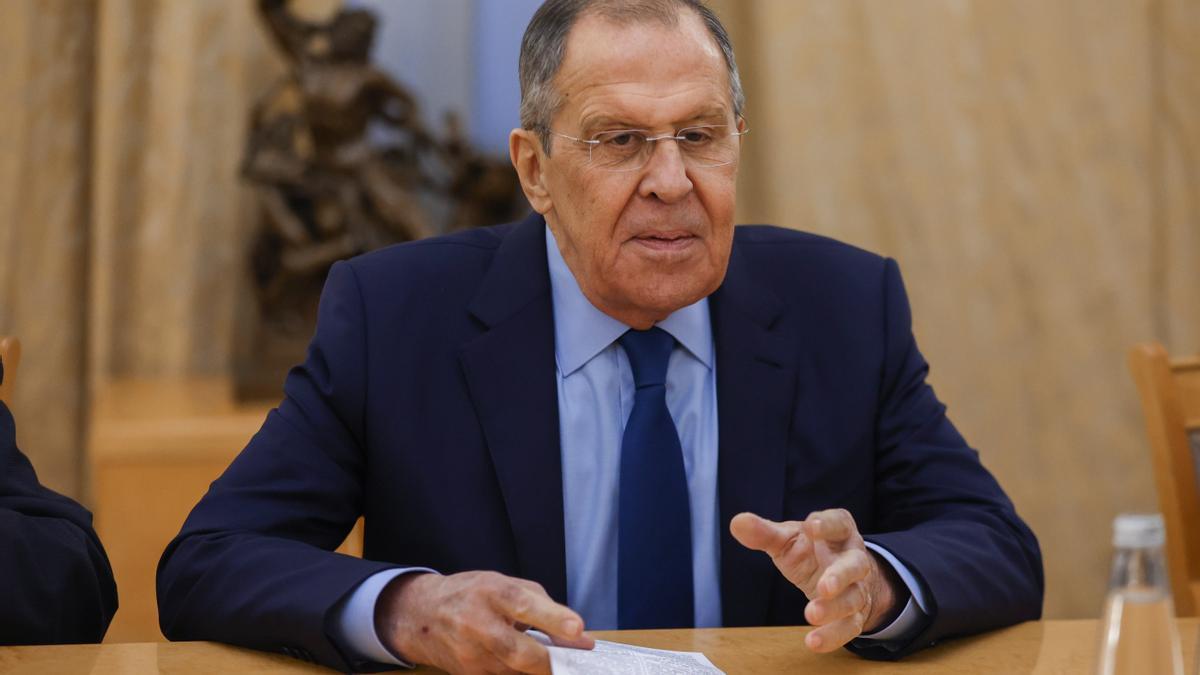 El ministro de Exteriores ruso, Serguéi Lavrov, este jueves en un acto en Moscú.