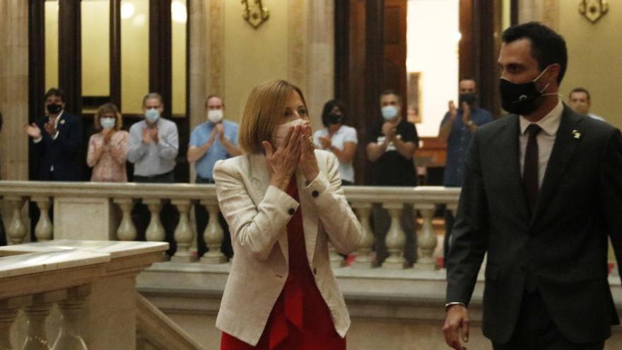 Forcadell en la seva entrada al Parlament