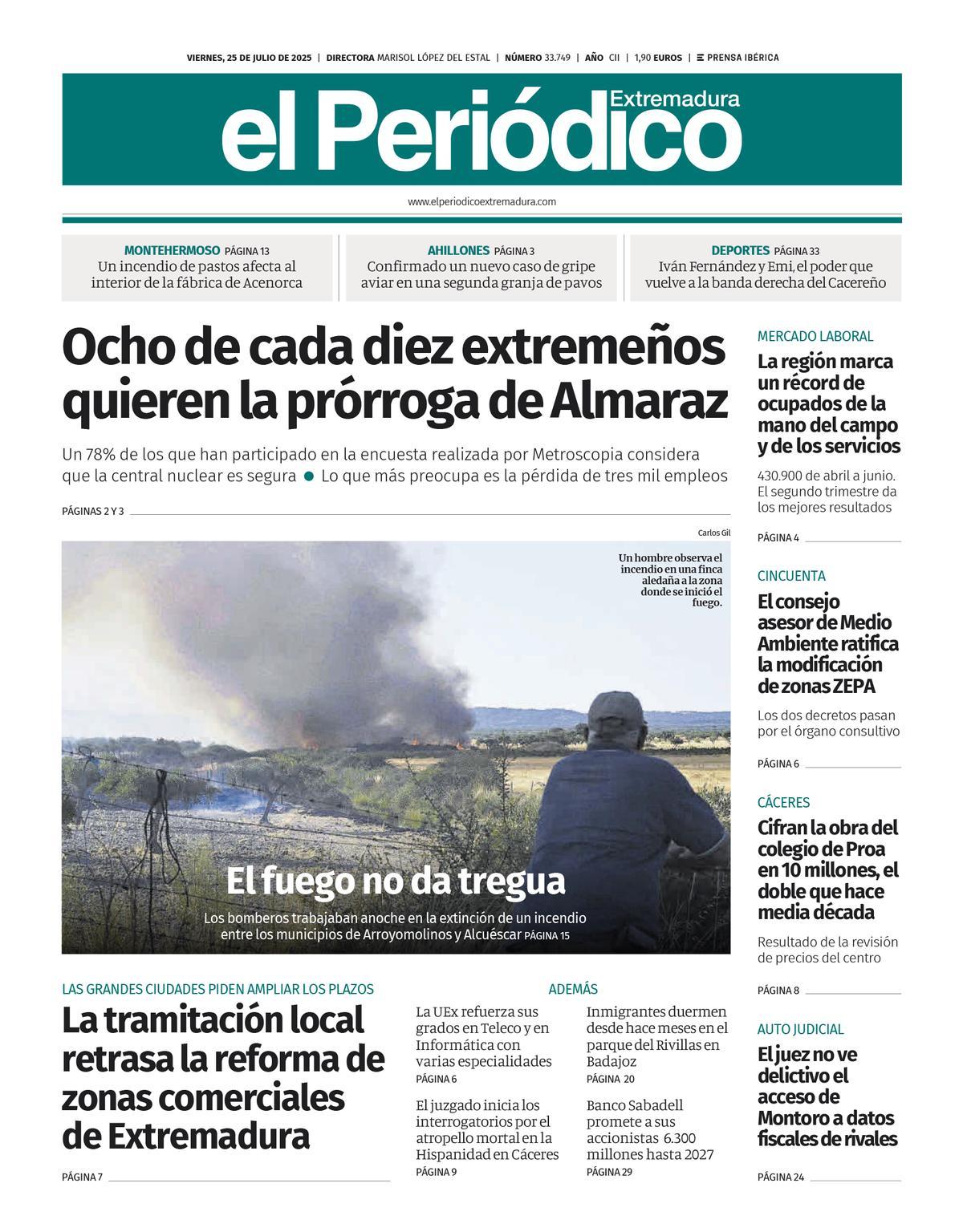 Consulta la portada correspondiente al día 25 de julio de 2025