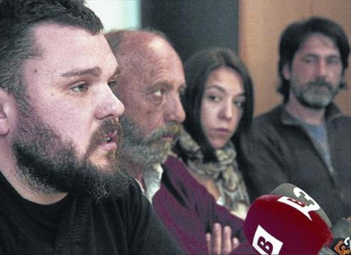 El abogado de Renaud Nyame, Andrés García, durante la rueda de prensa sobre la querella.