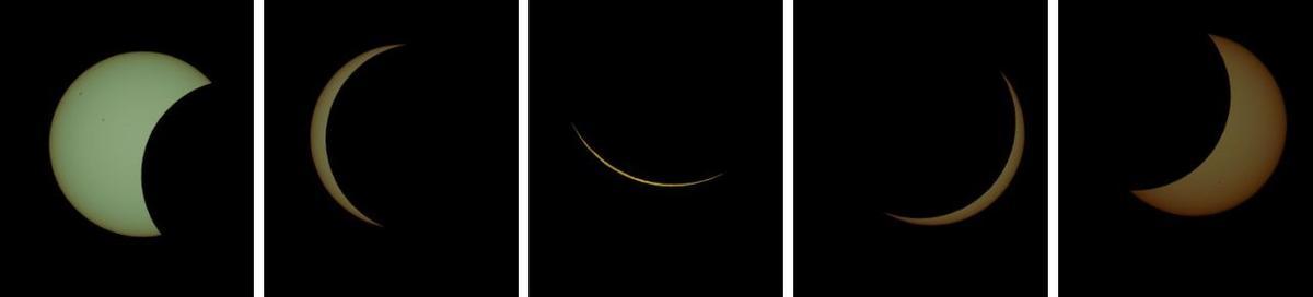Secuencia del eclipse captada desde O Morrazo por el astrógrafo José Couso