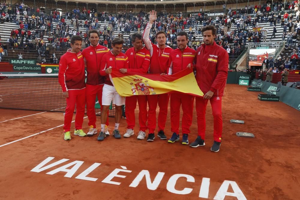La celebración del equipo español de Copa Davis