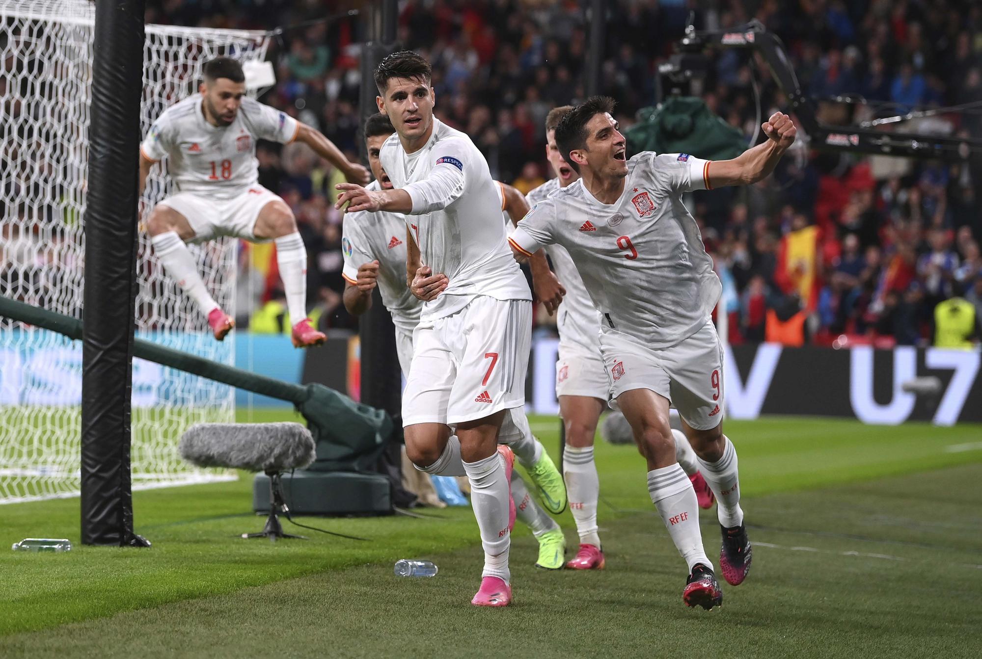 Así celebra Morata su gol contra Italia en la semifinal de la Eurocopa