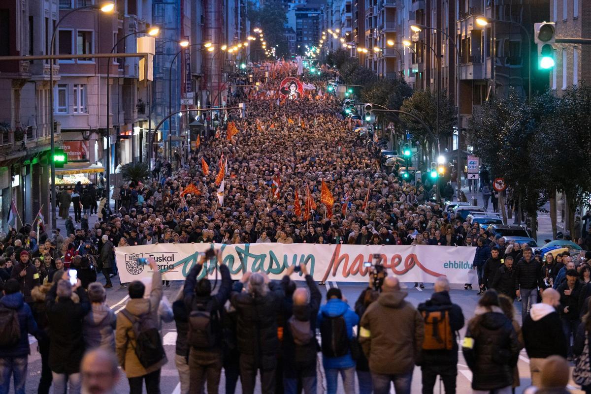 Manifestación que ha recorrido las calles de Bilbao este sábado.