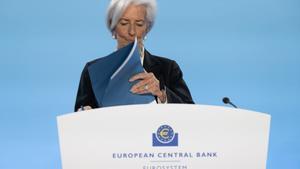 07 March 2024, Hesse, Frankfurt/Main: Eurobean Central Bank (ECB)President Christine Lagarde speaks at the ECB press conference. Photo: Boris Roessler/dpa