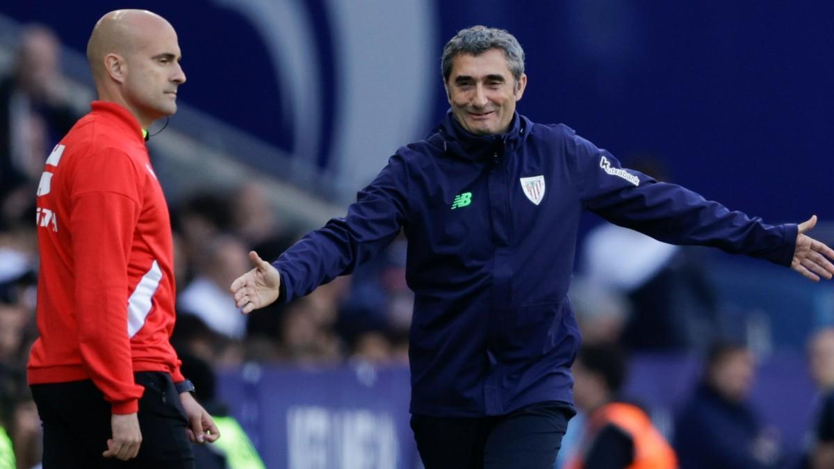 Valverde, durante el partido contra el Espanyol