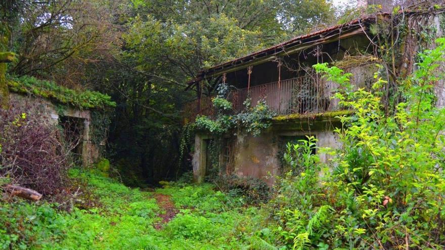 Perspectiva das ruínas de Santa Leocadia de Guillade.