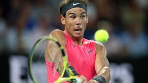 Tennis - Australian Open - Quarter Final - Melbourne Park, Melbourne, Australia - January 29, 2020 Spain’s Rafael Nadal in action during his quarter final match against Austria’s Dominic Thiem REUTERS/Hannah Mckay