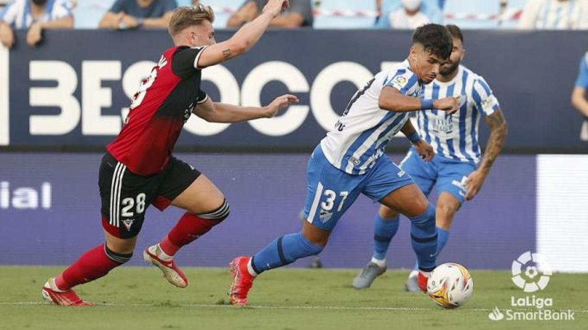 Imagen del encuentro de la primera vuelta en La Rosaleda frente al Mirandés.