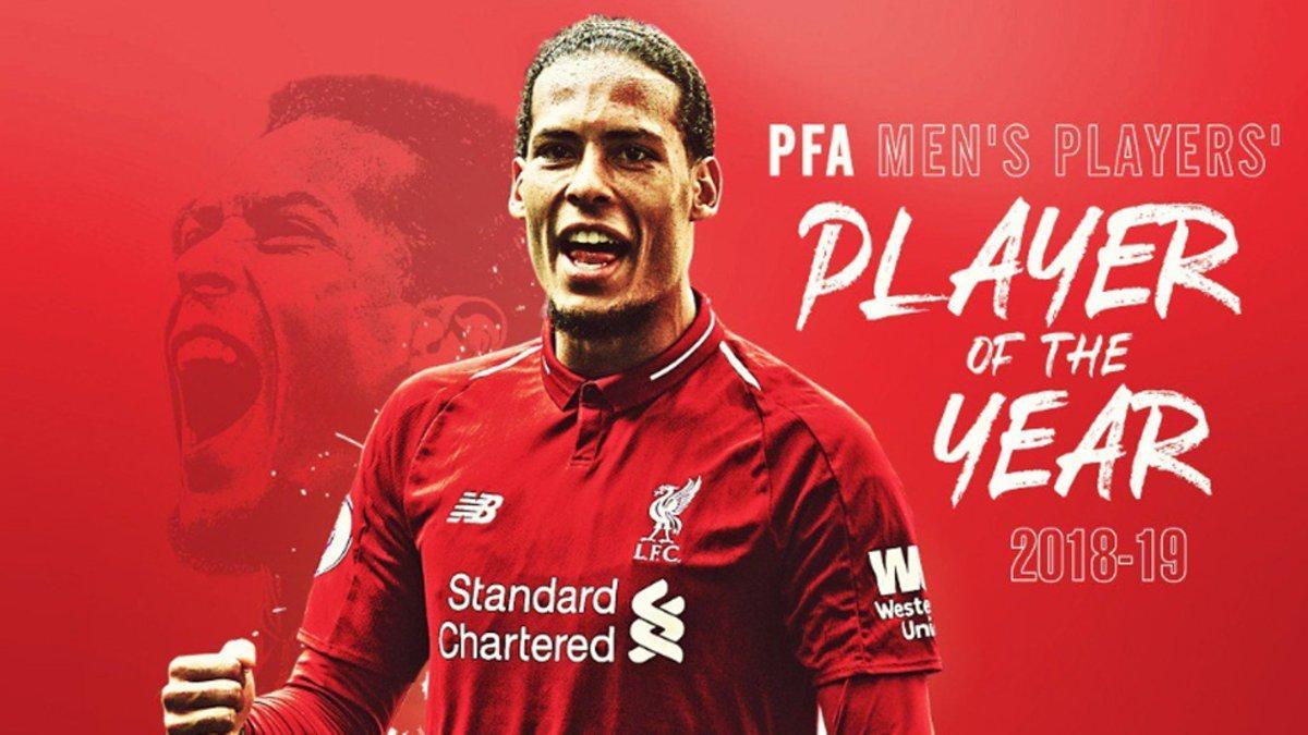 El Liverpool felicitó a Van Dijk por ser elegido Jugador del Año de la Premier por la PFA