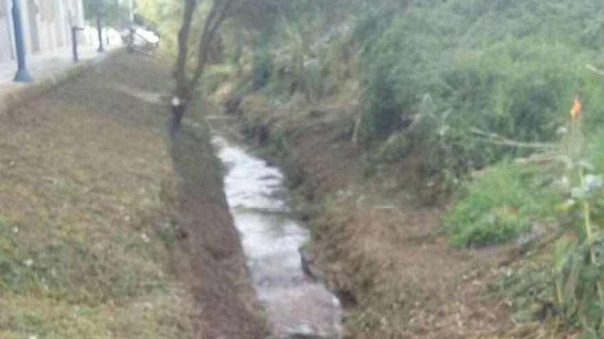 El entorno del regato Saíñas en Rodeira, ayer, ya desbrozado. // G.N.