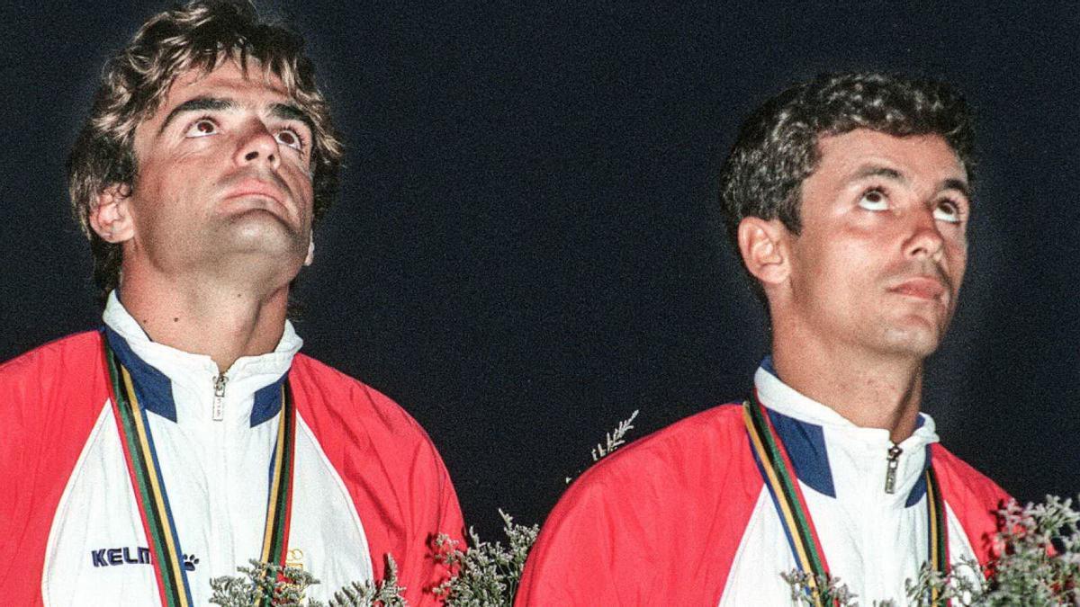 Kiko Martínez -izquierda- cuando consiguió el oro olímpico en Barcelona en 1992