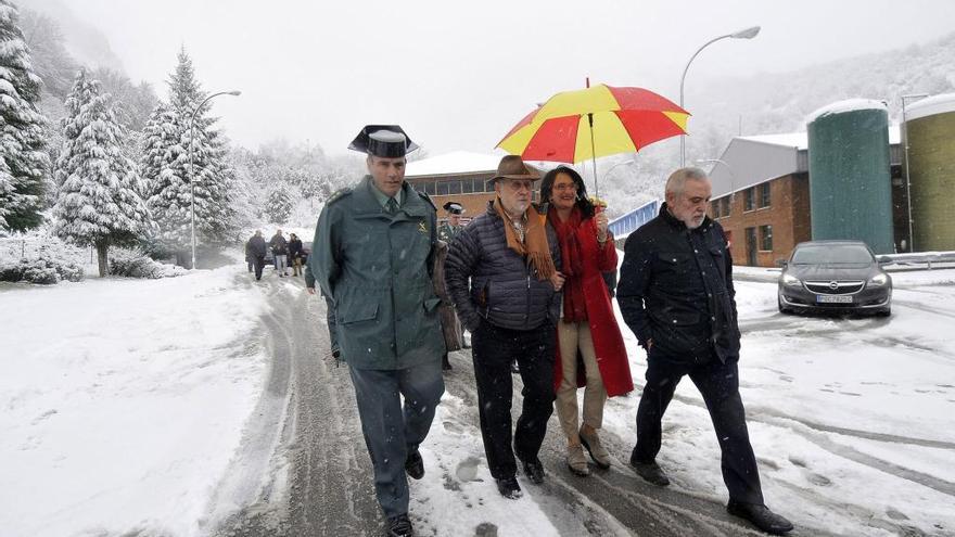 Gabino de Lorenzo, esta mañana durante su visita al Huerna.