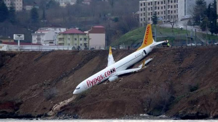 Turquia Un avió, a punt de caure al Mar Negre en sortir-se de la pista