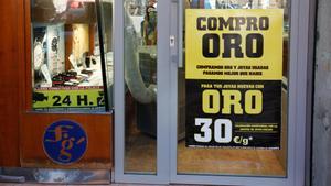 Imagen de archivo de una tienda de compra-venta de oro de Barcelona