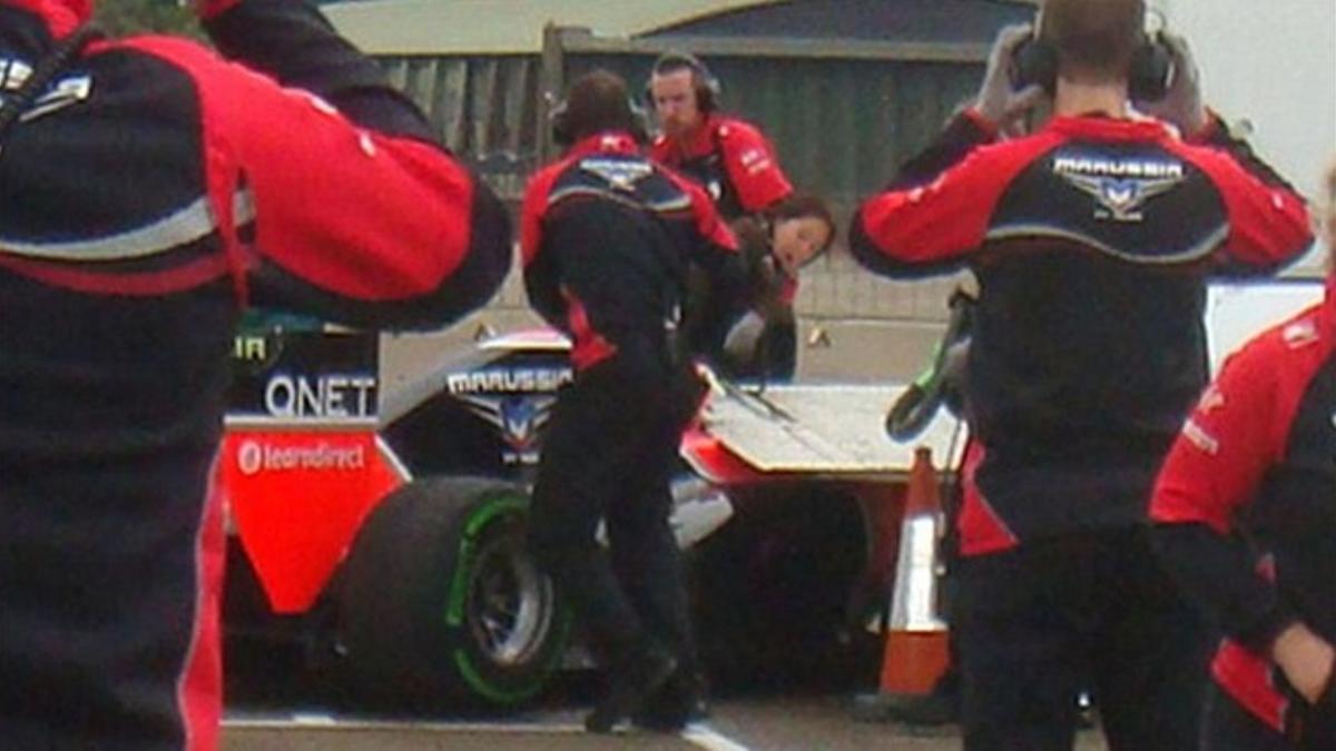 Una imagen del choque del Marussia que pilotaba María de Villota el 3 de julio del 2012.