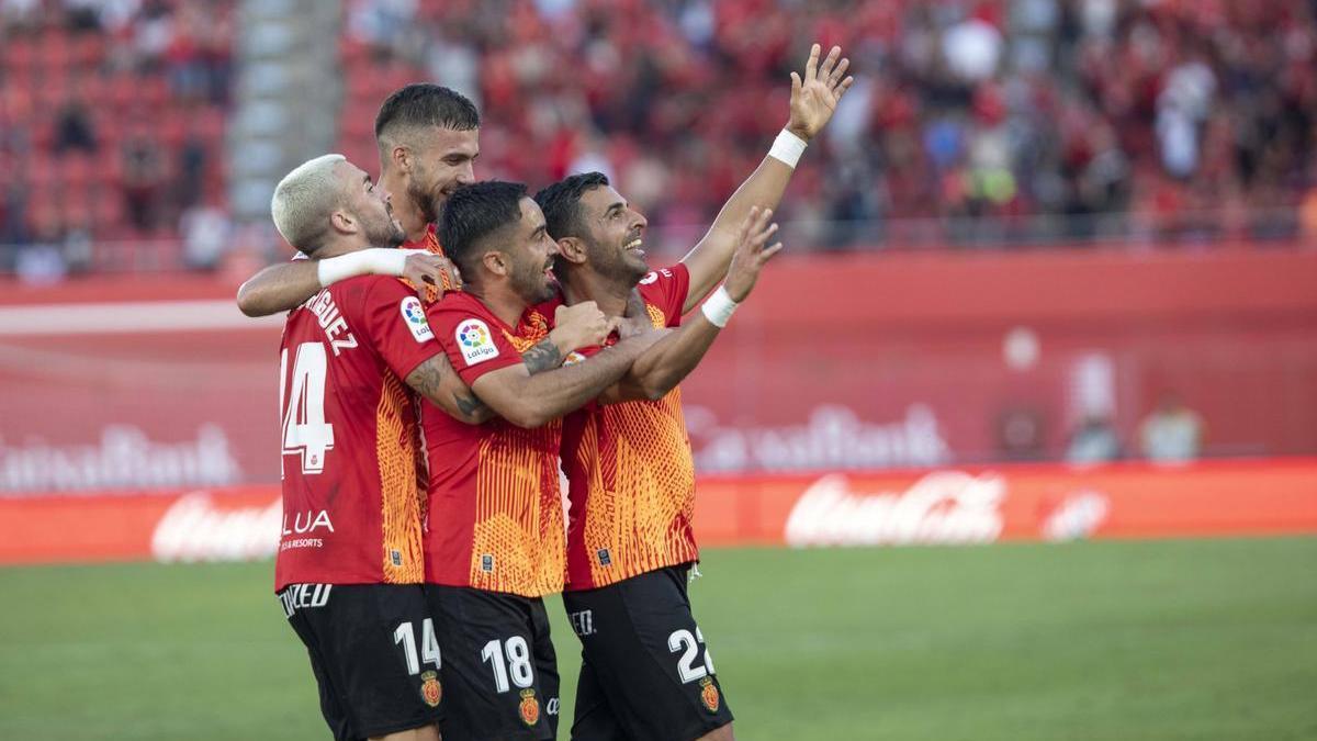 Celebracion del último gol del Mallorca en Liga.