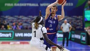 Simanic, durante un duelo del Mundial con Serbia.