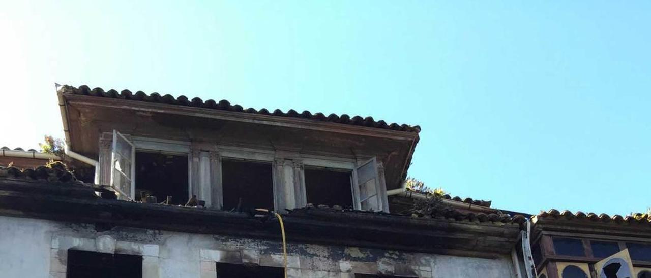 El palacio de los Sánchez Ezquerra, tras el incendio.