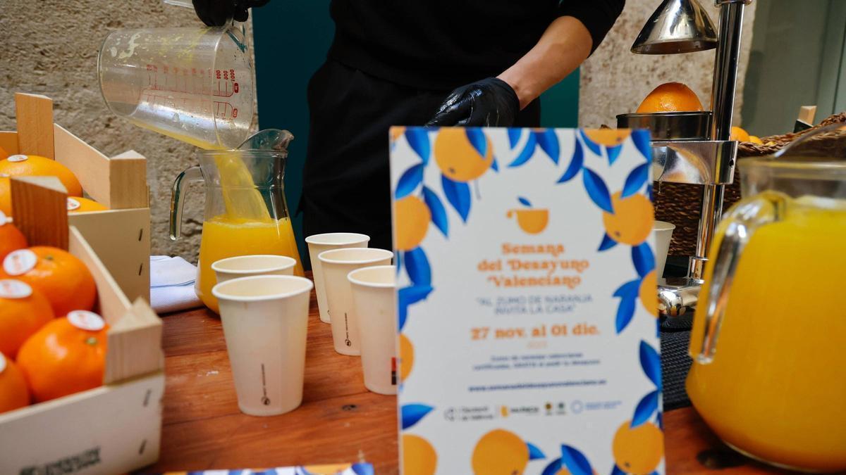 Zumo de naranja, en una presentación en Valencia.