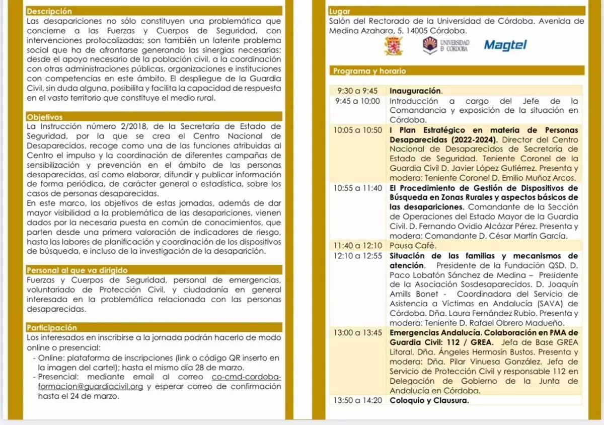 Programa de las jornadas.