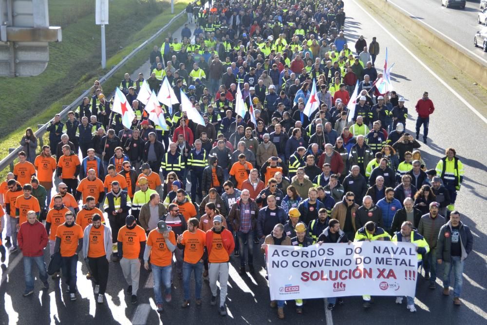 Manifestación en A Coruña de auxiliares del naval