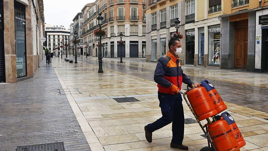 Calle Larios en marzo de 2019, cuando comenzó el confinamiento.