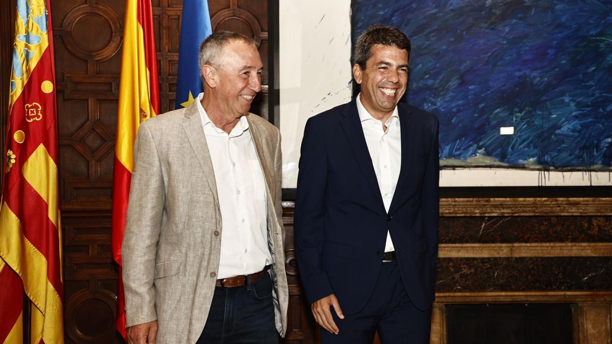Carlos Mazón y Joan Baldoví, reunidos este viernes en el Palau de la Generalitat.