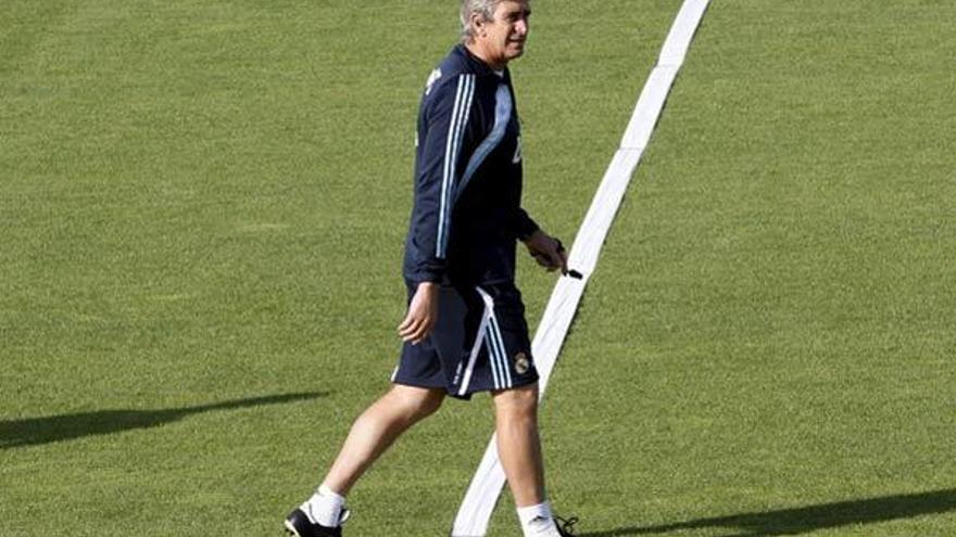 Pellegrini, durante un entrenamiento en Valdebebas. // Kote Rodrigo