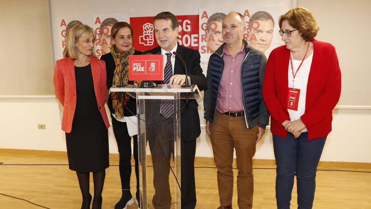 Ángeles Marra, Carmela Silva, Abel Caballero, David Regades y Olga Alonso, tras las elecciones generales de 2019