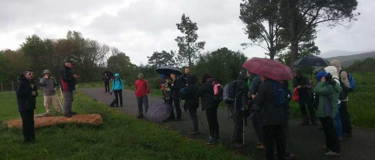 Senderistas en Campo do Malato, en la ruta de Ponte dos Cabalos de Roteiros de Lalín, en mayo de 2016.