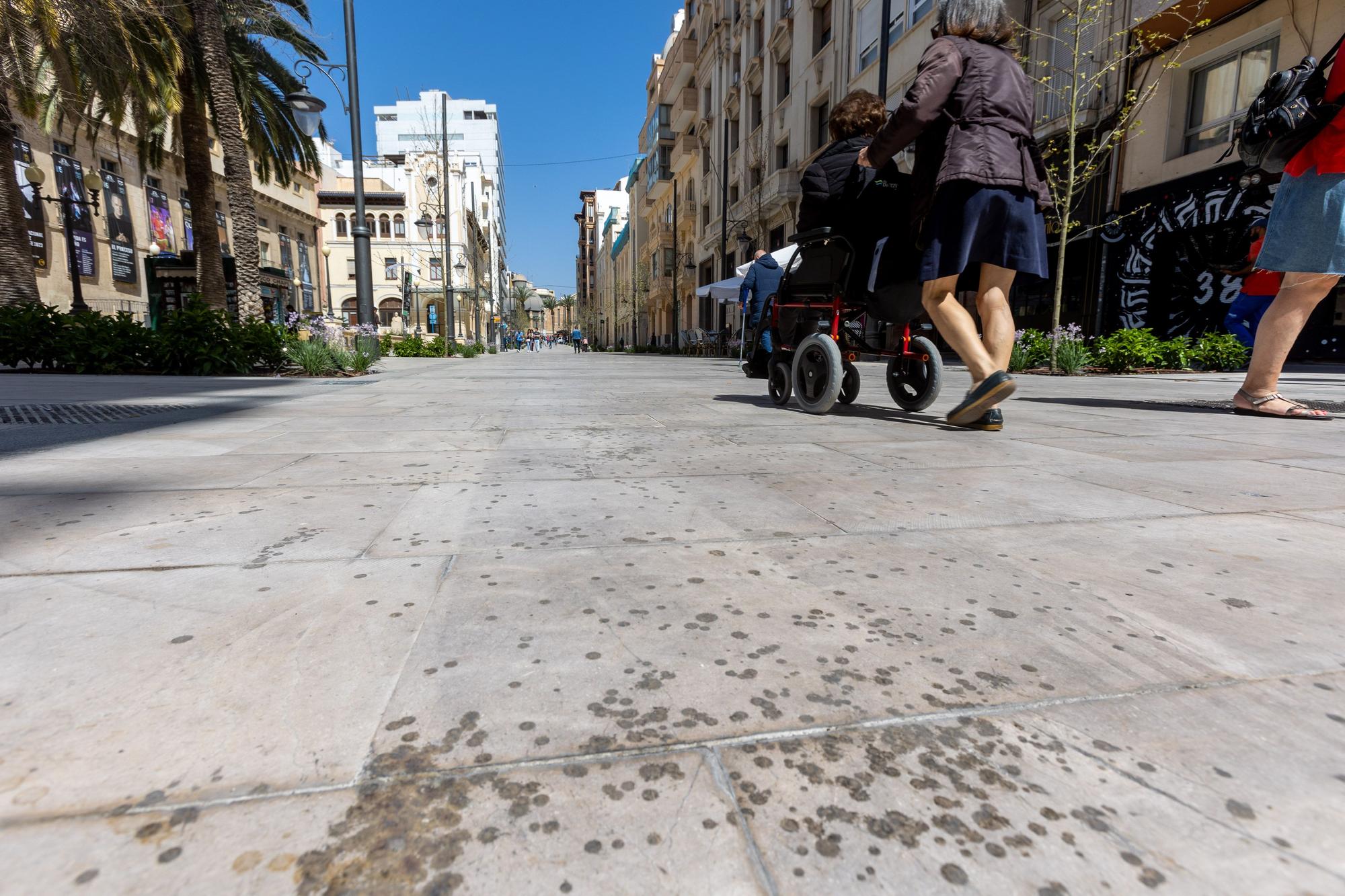 Suma y sigue: la cera "decora" la avenida de la Constitución en Alicante