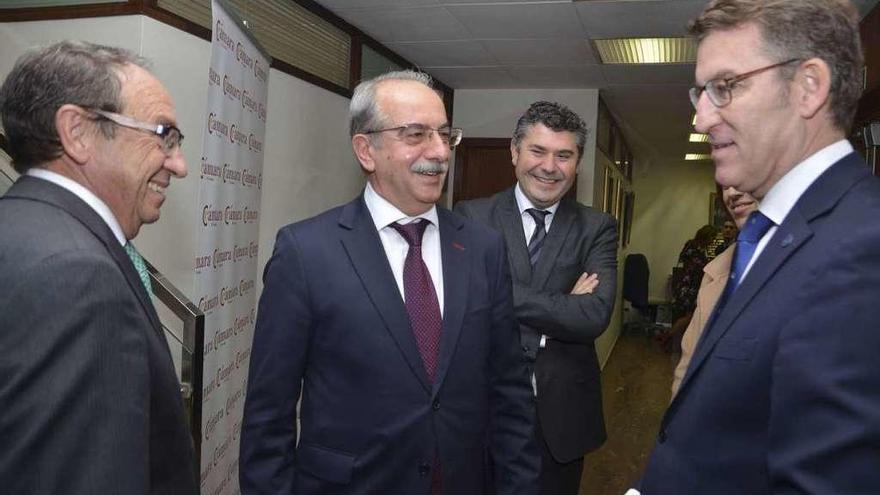 Ortiz, Couceiro y Núñez Feijóo, ayer, antes del tradicional pleno de fin de año.