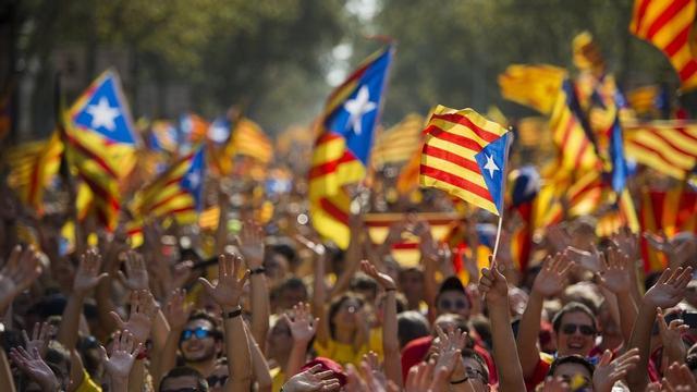 Marea de 'estelades' en Barcelona, durante la Diada.
